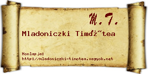 Mladoniczki Timótea névjegykártya